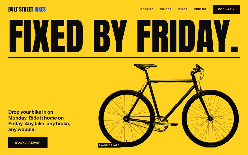 Bolt Street Bikes homepage