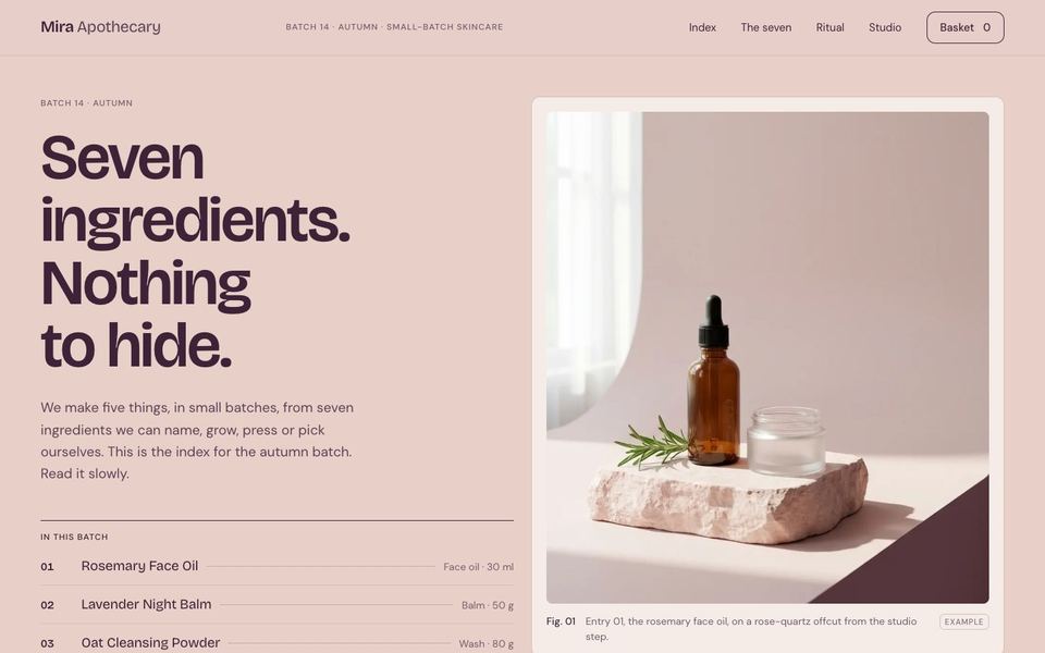 Mira Apothecary homepage