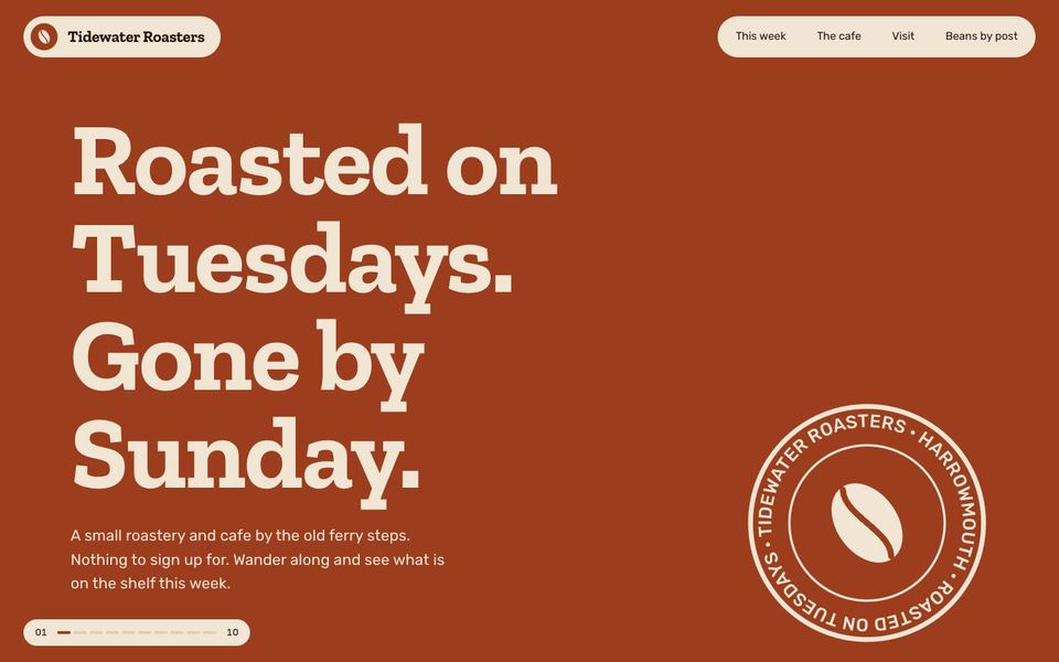 Tidewater Roasters homepage