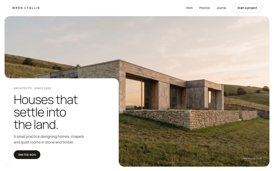 Wren and Tallis Architects homepage